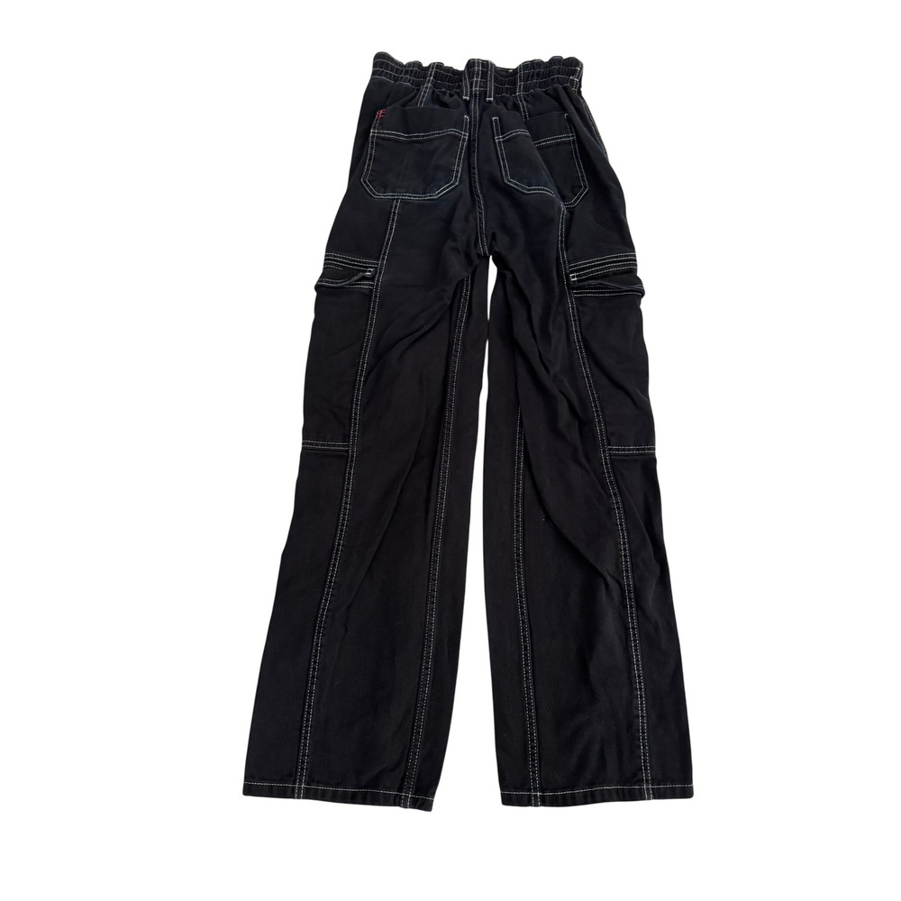BDG Urban Outfitters Y2K Black Cargo Pants Contrast Stitch Wide Leg Utility 25 - Picture 3 of 9